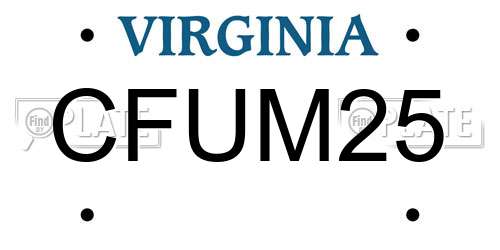 CFUM25 Virginia License Plate