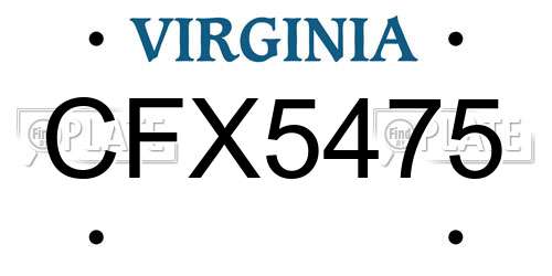 CFX5475 Virginia License Plate
