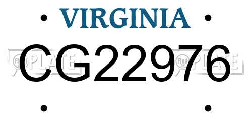 CG22976 Virginia License Plate