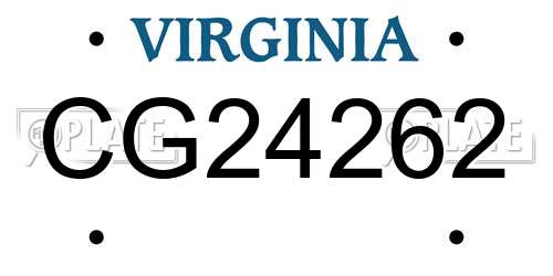 CG24262 Virginia License Plate