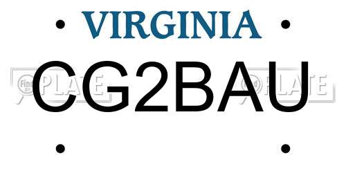 CG2BAU Virginia License Plate