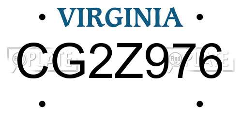 CG2Z976 Virginia License Plate