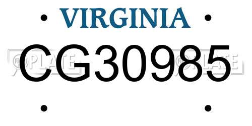 CG30985 Virginia License Plate