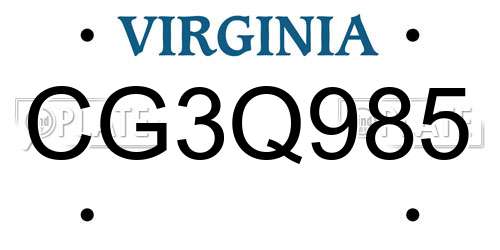 CG3Q985 Virginia License Plate