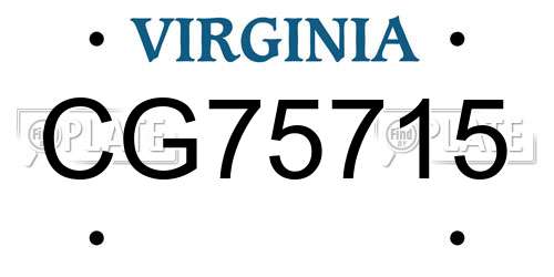 CG75715 Virginia License Plate