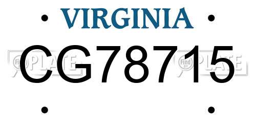 CG78715 Virginia License Plate