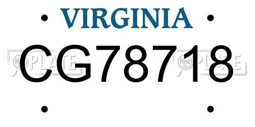CG78718 Virginia License Plate