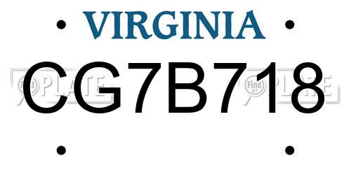 CG7B718 Virginia License Plate