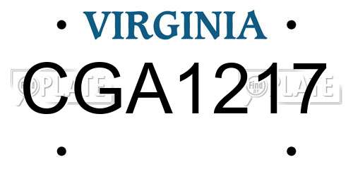 CGA1217 Virginia License Plate