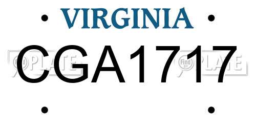CGA1717 Virginia License Plate