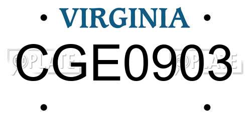 CGE0903 Virginia License Plate