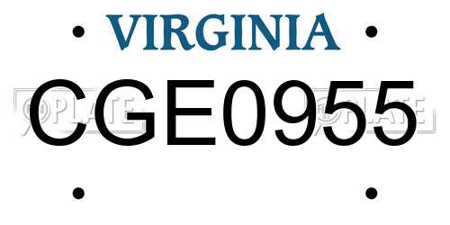 CGE0955 Virginia License Plate