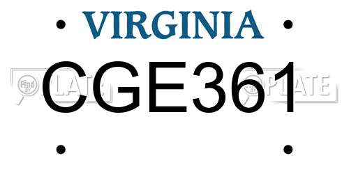 CGE361 Virginia License Plate
