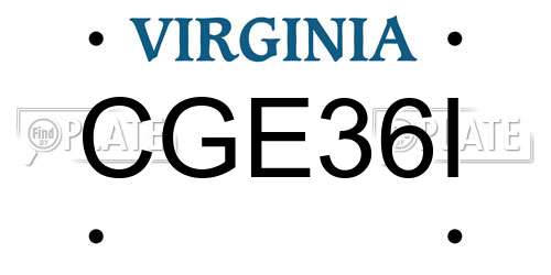 CGE36I Virginia License Plate
