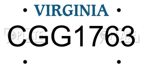 CGG1763 Virginia License Plate