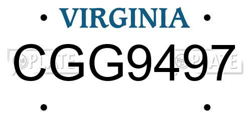 CGG9497 Virginia License Plate
