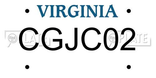 CGJC02 Virginia License Plate