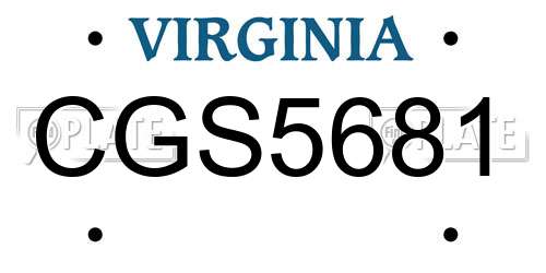 CGS5681 Virginia License Plate