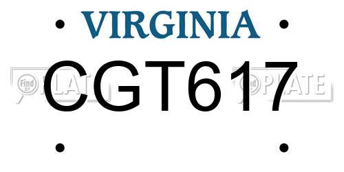 CGT617 Virginia License Plate