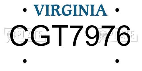 CGT7976 Virginia License Plate