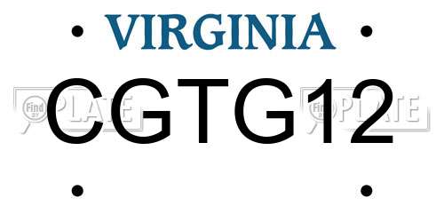 CGTG12 Virginia License Plate