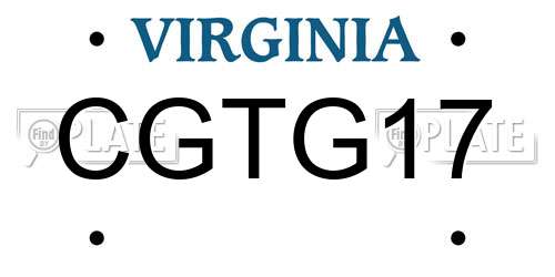 CGTG17 Virginia License Plate