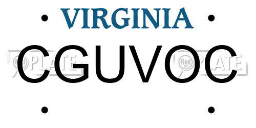 CGUVOC Virginia License Plate