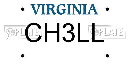 CH3LL Virginia License Plate