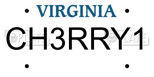CH3RRY1 Virginia License Plate