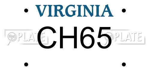CH65 Virginia License Plate