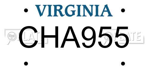 CHA955 Virginia License Plate