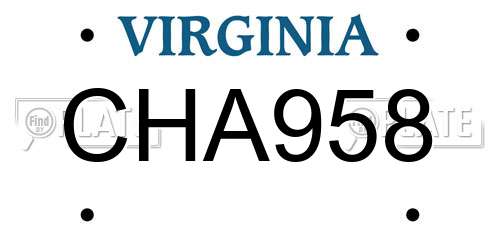 CHA958 Virginia License Plate