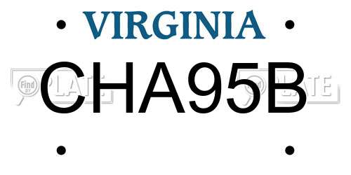 CHA95B Virginia License Plate
