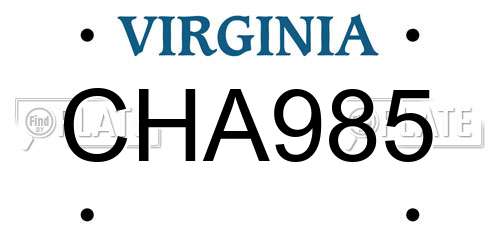 CHA985 Virginia License Plate