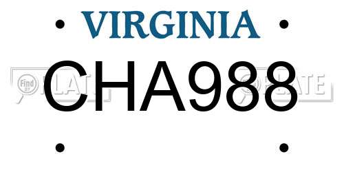CHA988 Virginia License Plate