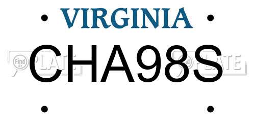 CHA98S Virginia License Plate