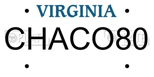CHACO80 Virginia License Plate