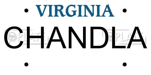 CHANDLA Virginia License Plate