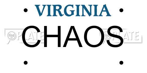 CHAOS Virginia License Plate
