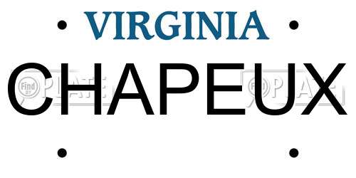 CHAPEUX Virginia License Plate
