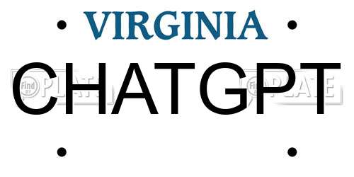 CHATGPT Virginia License Plate