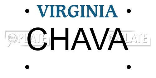 CHAVA Virginia License Plate