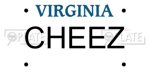 CHEEZ Virginia License Plate