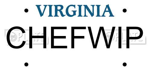 CHEFWIP Virginia License Plate
