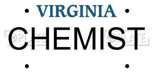 CHEMIST Virginia License Plate