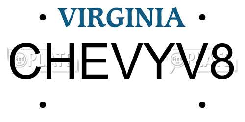 CHEVYV8 Virginia License Plate