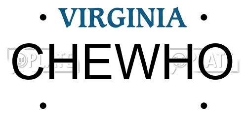 CHEWHO Virginia License Plate