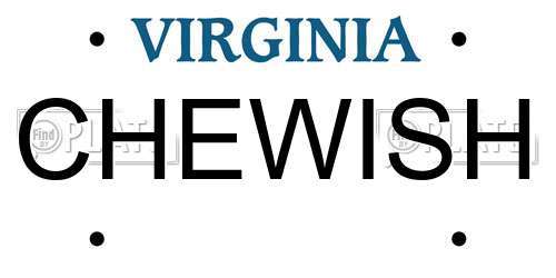CHEWISH Virginia License Plate