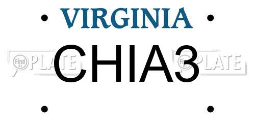CHIA3 Virginia License Plate