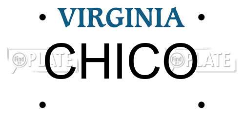 CHICO Virginia License Plate